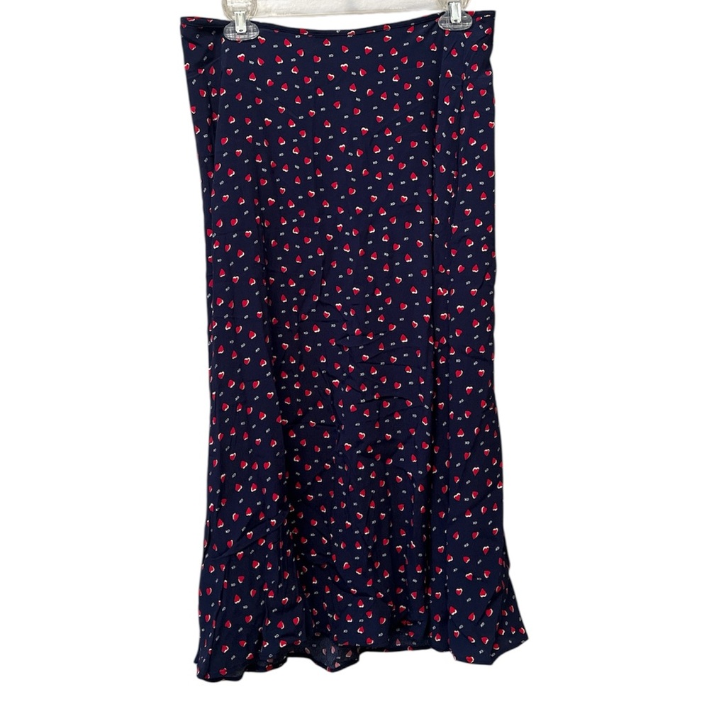 Talbots Dark Blue Midi Skirt with hearts Pattern